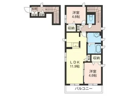 グレースII(2LDK/2階)の間取り写真