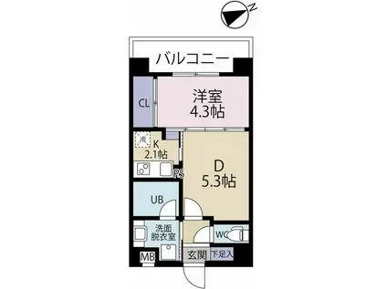 CUBE TERRACE(1DK/3階)の間取り写真