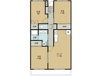 プローブ大宮(3LDK/3階)の間取り写真