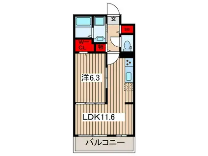 フィオーレ(1LDK/3階)の間取り写真