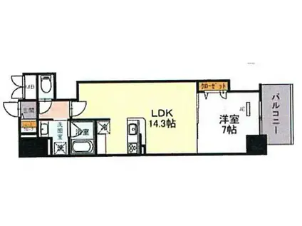 リアライズ天満橋(1LDK/12階)の間取り写真