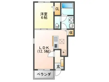 スペチアーレ ウーノ(1LDK/1階)の間取り写真