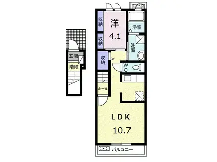 プラシード清里(1LDK/2階)の間取り写真