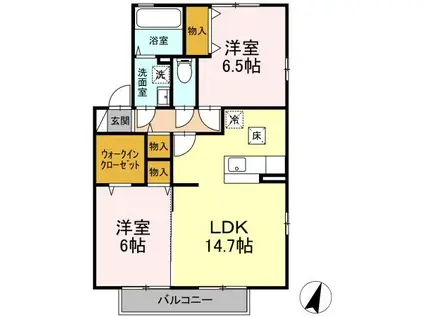 フレンドリースクエア桜B(2LDK/1階)の間取り写真