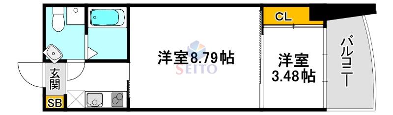 URBAN FLATS江坂(1LDK/14階)の間取り写真