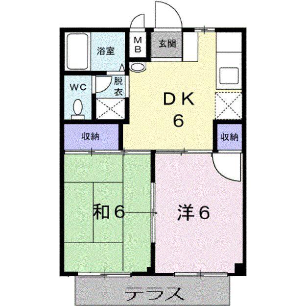 シティハイツなかの(2DK/1階)の間取り写真