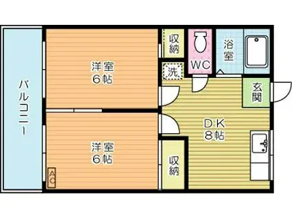 GRAND-RESIDE PHOENIXグランドリサイドフェニックス(2DK/3階)の間取り写真