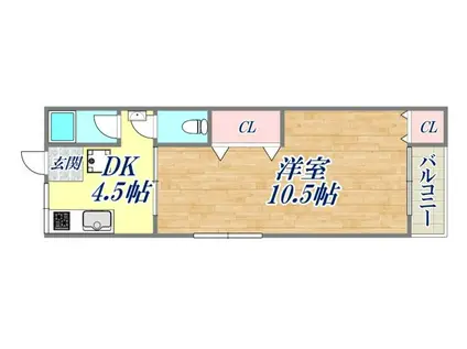 五月ヶ丘グリーンヴィラ(1DK/2階)の間取り写真