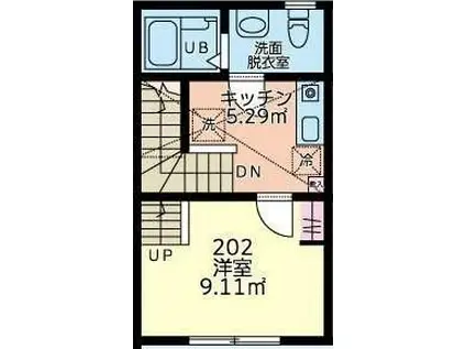 メゾンセレーヌ(1K/2階)の間取り写真