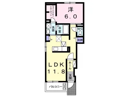ポワール・メゾン T2(1LDK/1階)の間取り写真