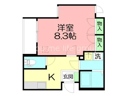 YKメゾン(1K/3階)の間取り写真