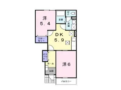 ラフィーネAYA II(2DK/1階)の間取り写真