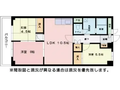 グリーンマンション野間(3LDK/2階)の間取り写真