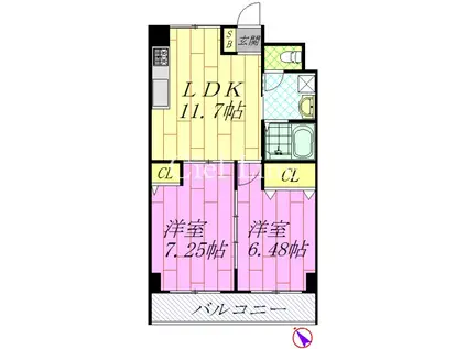 ラヴィータ(2LDK/5階)の間取り写真