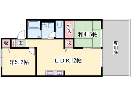 アイネス(2LDK/1階)の間取り写真