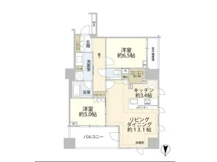 ザ・パークハウス恵比寿(2LDK/7階)の間取り写真