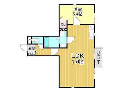 ラフィネ朝倉(1LDK/1階)の間取り写真