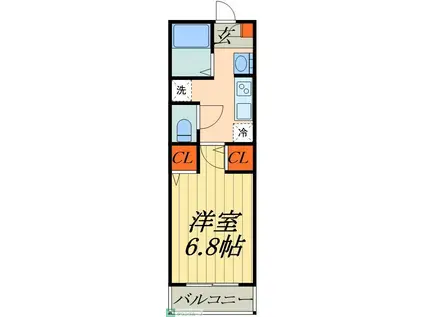 エフプレスト川口南鳩ヶ谷(1K/2階)の間取り写真