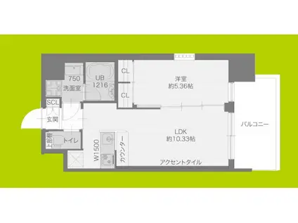 プレジオ城東(1LDK/11階)の間取り写真