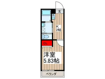 ロワジール新河岸(1K/1階)の間取り写真