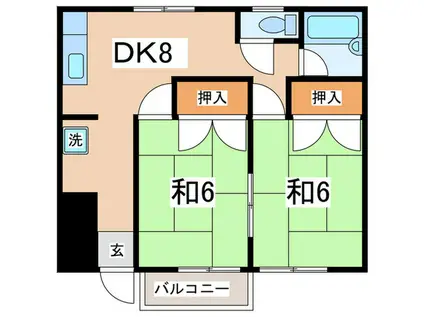 小菊荘(2DK/1階)の間取り写真