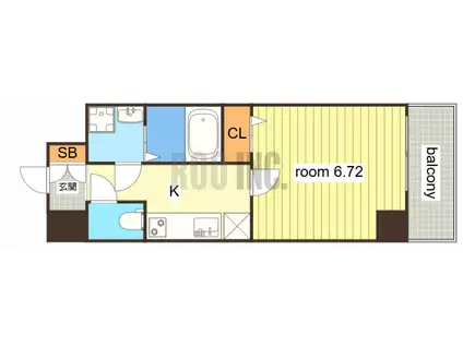 SKY HIMEJ(1K/9階)の間取り写真