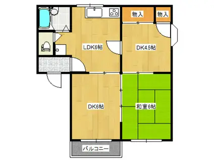 タウン丸山B棟(3DK/2階)の間取り写真