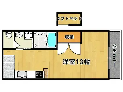 メゾンフェミニ富雄(ワンルーム/1階)の間取り写真