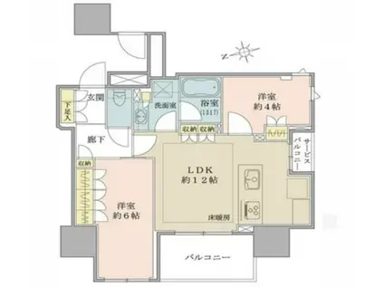 BRILLIA上野THERESIDENCE(2LDK/11階)の間取り写真