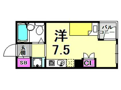 フレンズ王子公園(ワンルーム/2階)の間取り写真