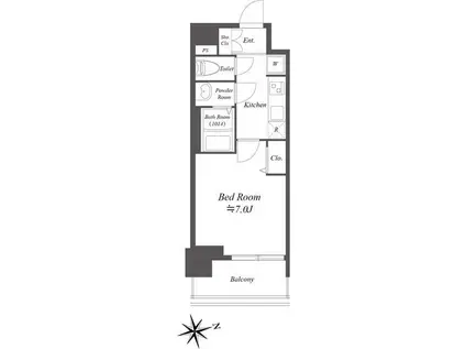 プレサンスブルーム浅草ノース(1K/3階)の間取り写真