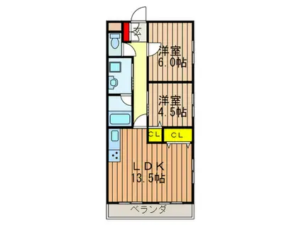 フォンテーヌN(2LDK/3階)の間取り写真