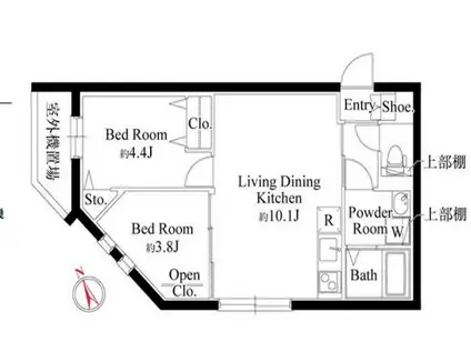 カーサピアッツァ中野松が丘(2LDK/3階)の間取り写真