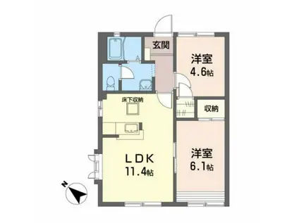 ディアコート(2LDK/1階)の間取り写真