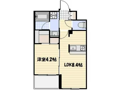 ロイヤルパークタウンB棟(1LDK/2階)の間取り写真