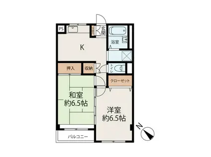 富士美ハイツ(2K/3階)の間取り写真