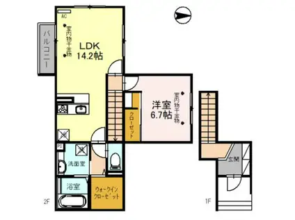 CONTADINO(1LDK/2階)の間取り写真