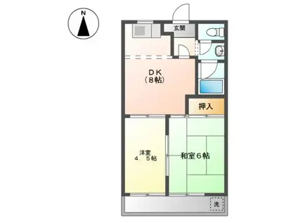 サンハイツNAWA A・B(2DK/1階)の間取り写真