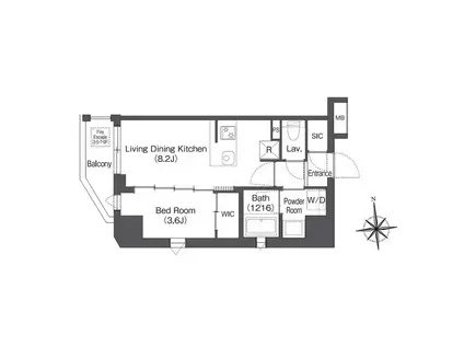 ディームス上野御徒町(1LDK/4階)の間取り写真