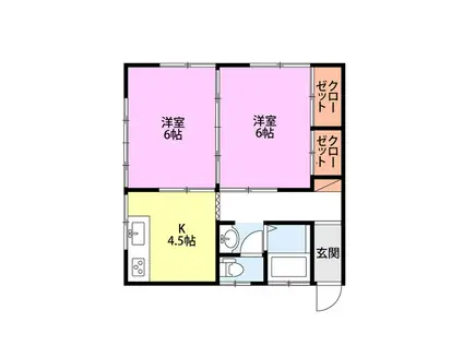 コーポKYTIII(2DK/2階)の間取り写真