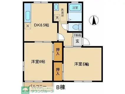 マーシャルハイツ(2DK/2階)の間取り写真