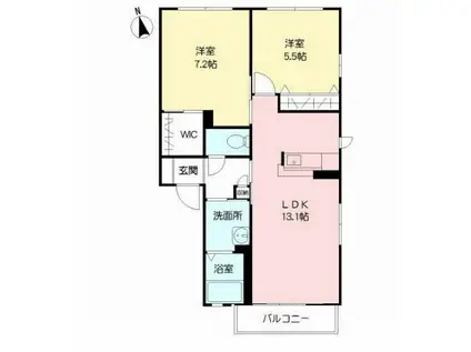 フォレストII(2LDK/2階)の間取り写真