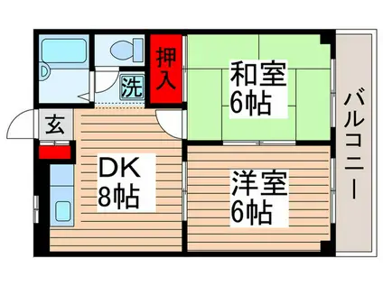 第3パークサイド桂(2DK/3階)の間取り写真
