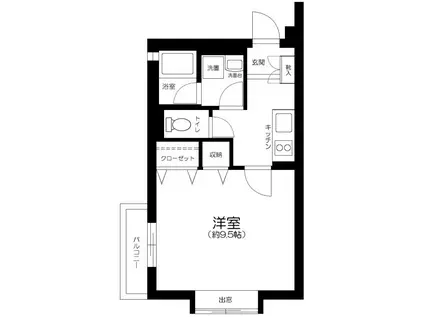リテラス目黒三丁目(1K/2階)の間取り写真