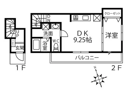 メゾン貫井北(1LDK/2階)の間取り写真
