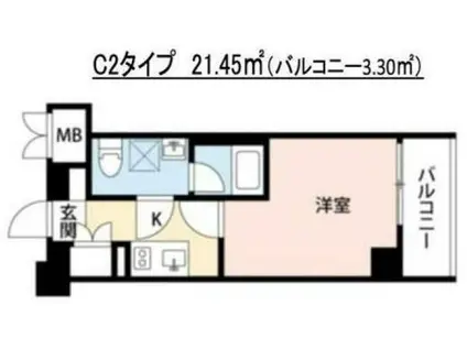 スクエアシティ横濱根岸(1K/6階)の間取り写真