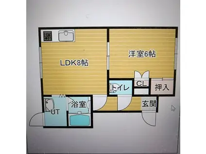 グリーン大功(1LDK/1階)の間取り写真