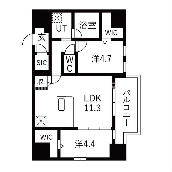 スプランディッドX(2LDK/12階)の間取り写真