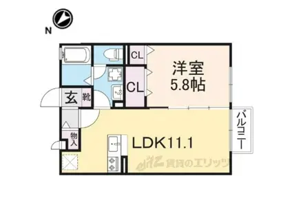 コンフォール・ヴィラ C棟(1LDK/2階)の間取り写真