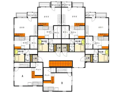 ラ・カーサ・フェリーチェ(1LDK/1階)の間取り写真
